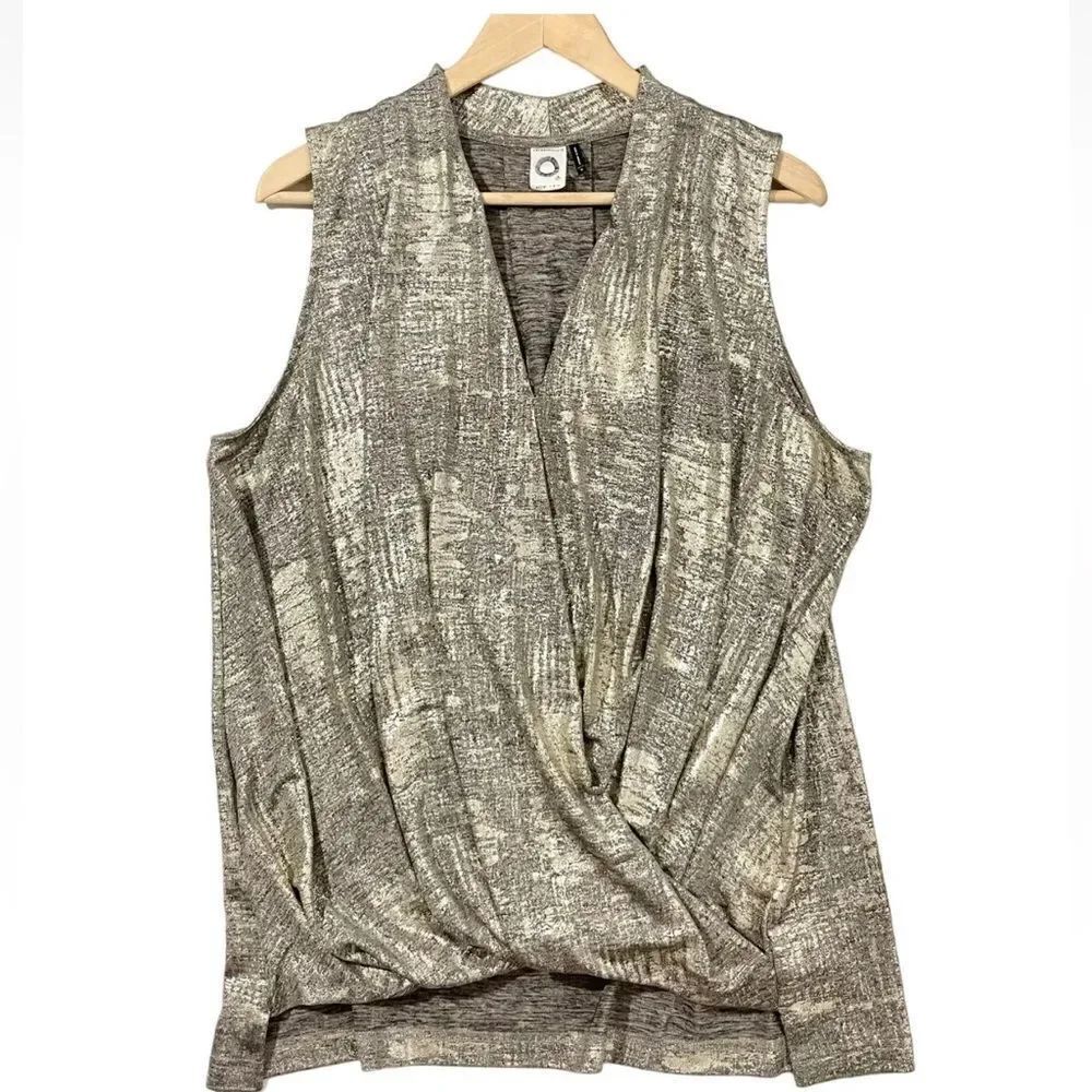 Anthropologie Akemi + Kin Metallic Sabrina Faux Wrap Top Size small
